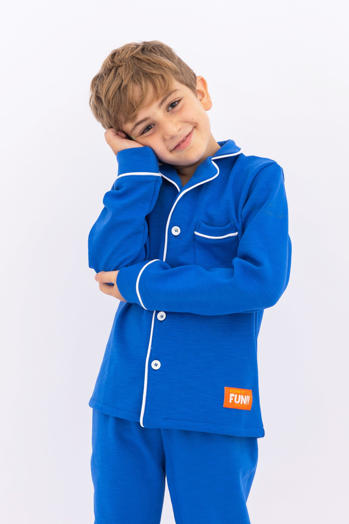 Unisex Winter Buttoned PJ - Royal Blue
