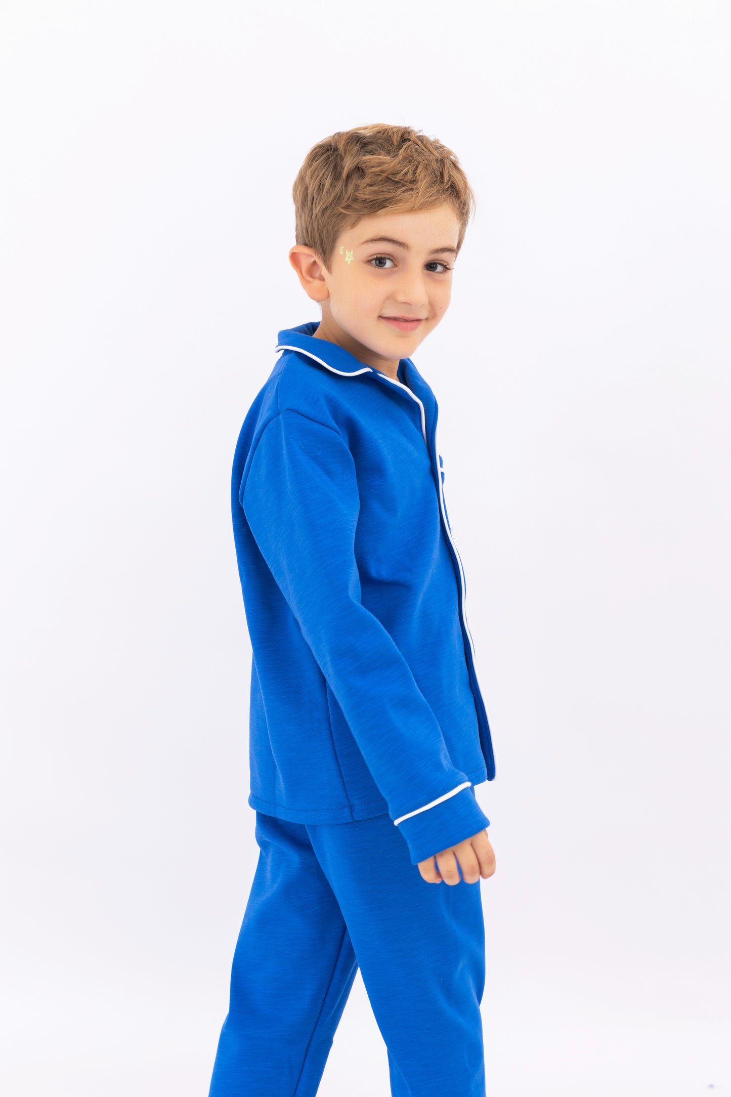 Unisex Winter Buttoned PJ - Royal Blue