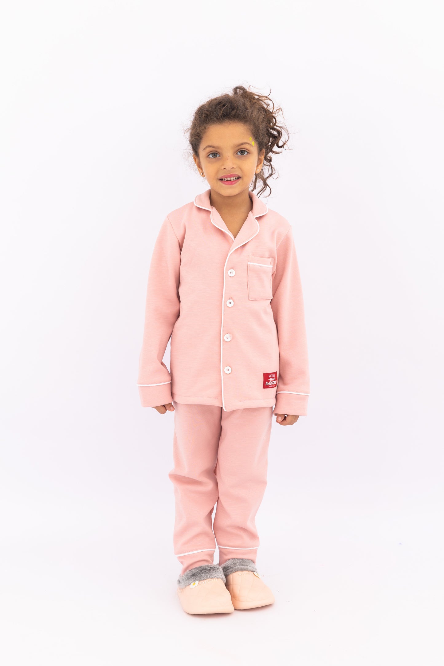 Winter Buttoned PJ - Baby Pink