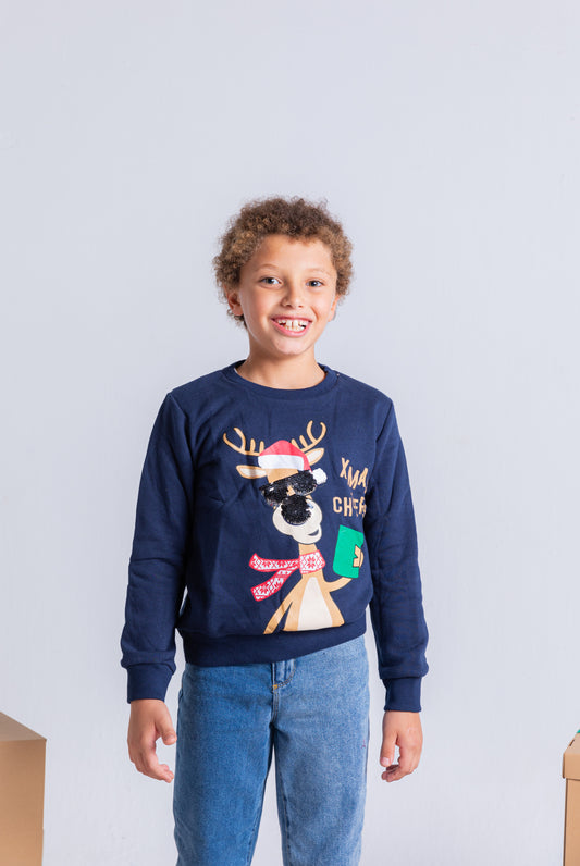 Navy Christmas Cheers Crewneck