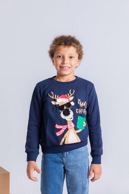 Navy Christmas Cheers Crewneck