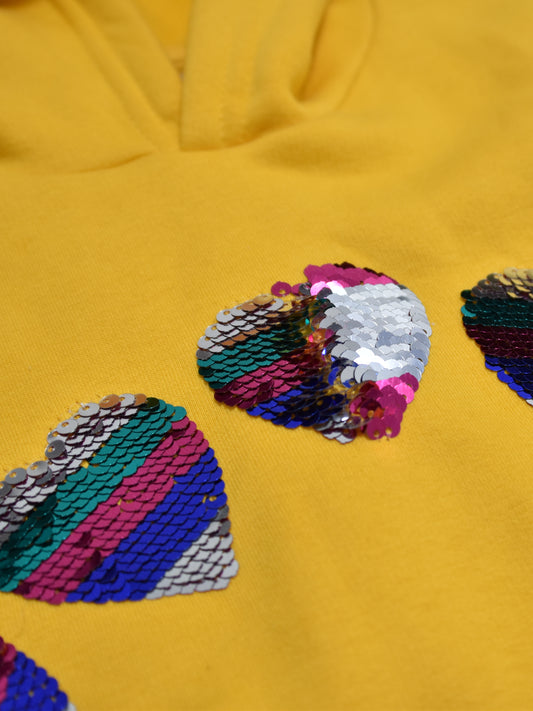 Yellow Reversible Hearts Hoodie