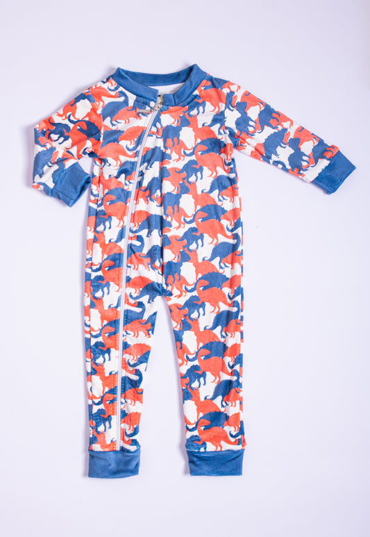 Navy/Orange Dino Attack! Newborn Onesie
