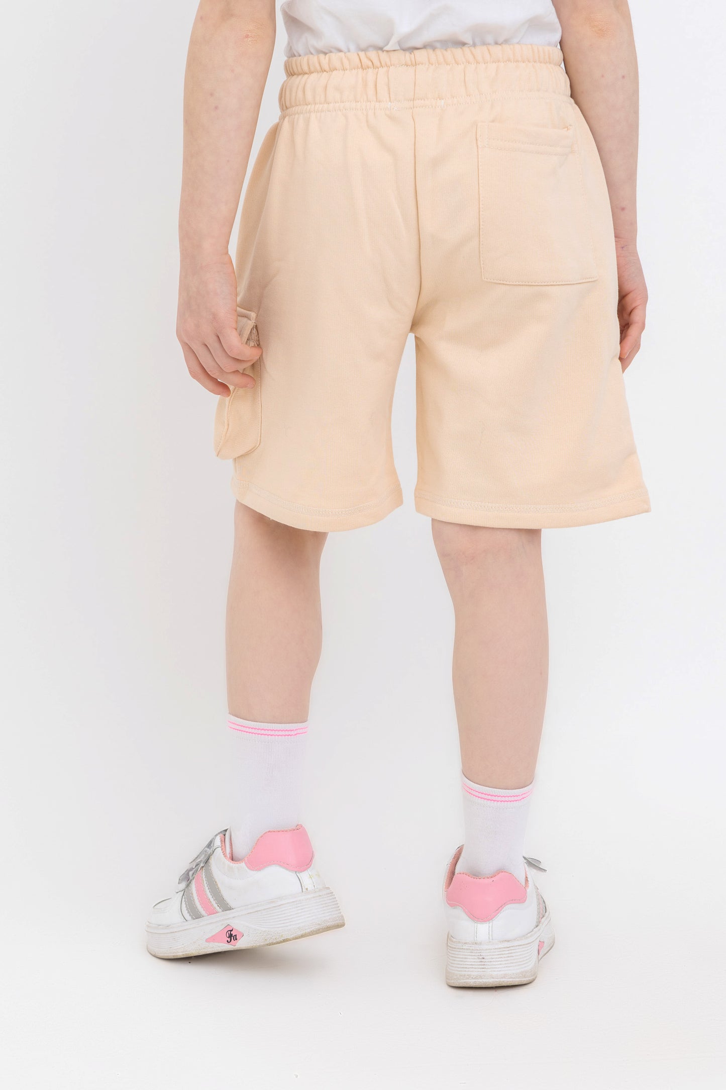 Beige Hello There! Shorts