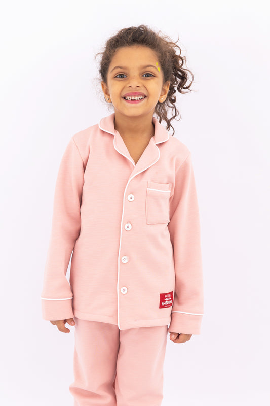 Winter Buttoned PJ - Baby Pink