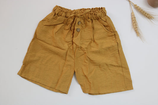 Mustard Linen Shorts