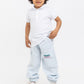 Baby Blue Cargo Pants with a note
