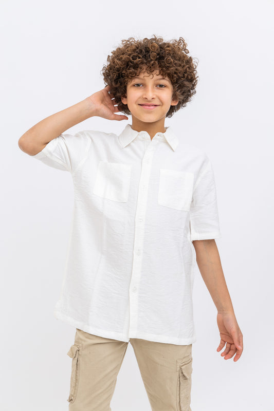 قميص كتان أبيض
