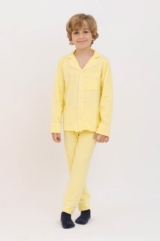 Yellow Long Sleeve Button Up PJ