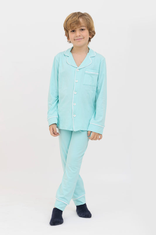 Baby Blue Long Sleeve Button Up PJ