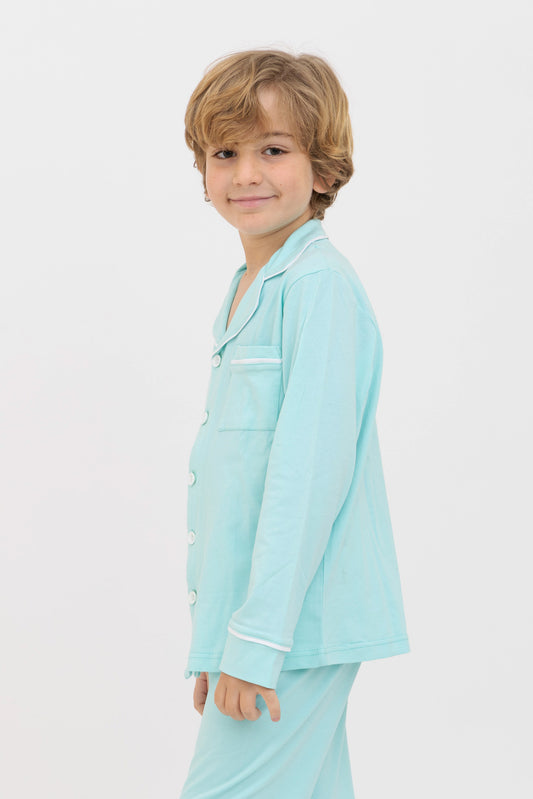 Baby Blue Long Sleeve Button Up PJ