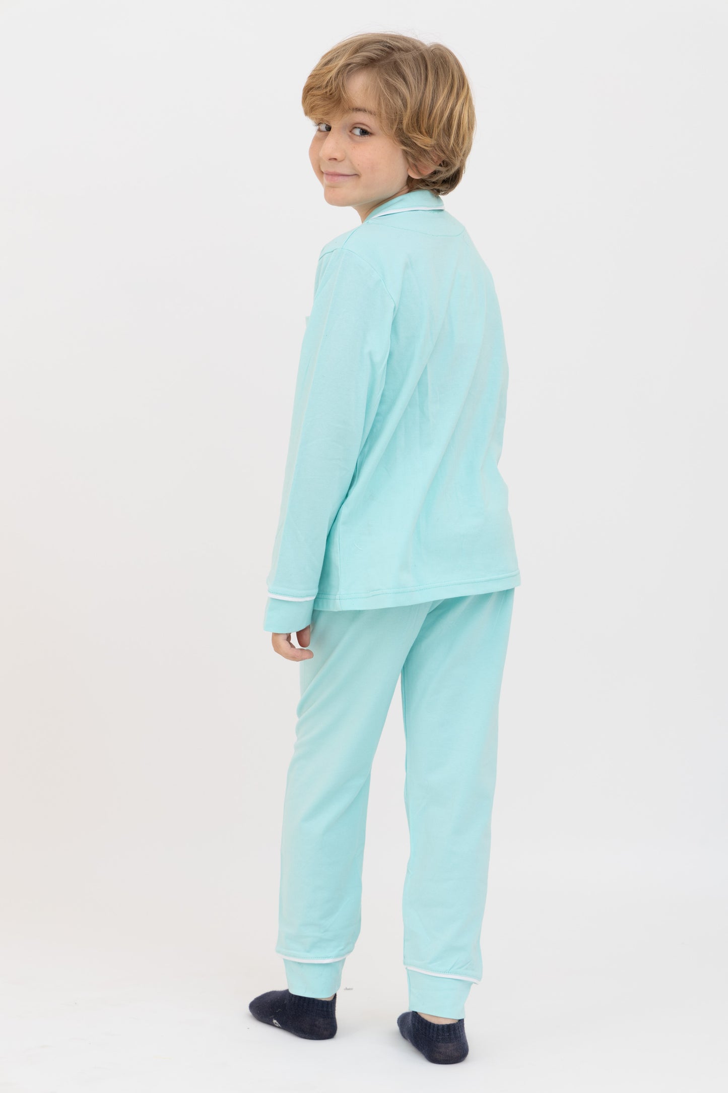 Baby Blue Long Sleeve Button Up PJ