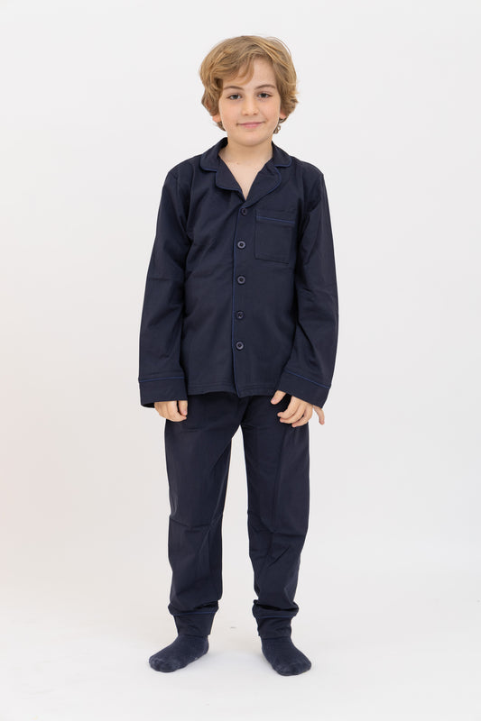 Navy Long Sleeve Button Up PJ