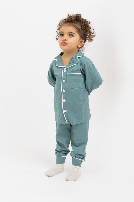 Teal Long Sleeve Button Up PJ