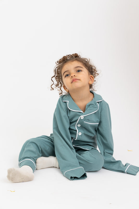 Teal Long Sleeve Button Up PJ