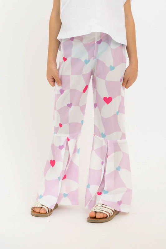 Chequered Hearts Flared Pants