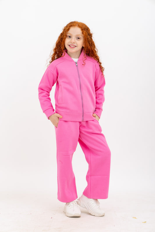 Pink Zipped Sweatshirt Set