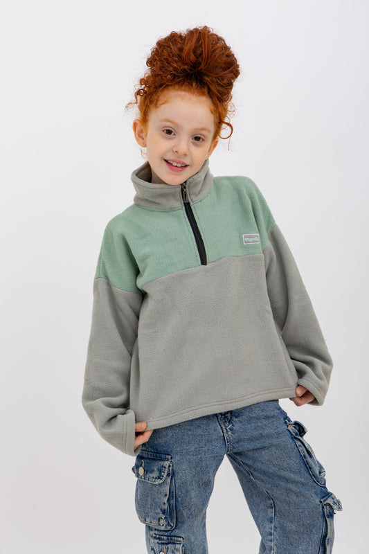 Mint & Grey Fleece Unisex Half Zip