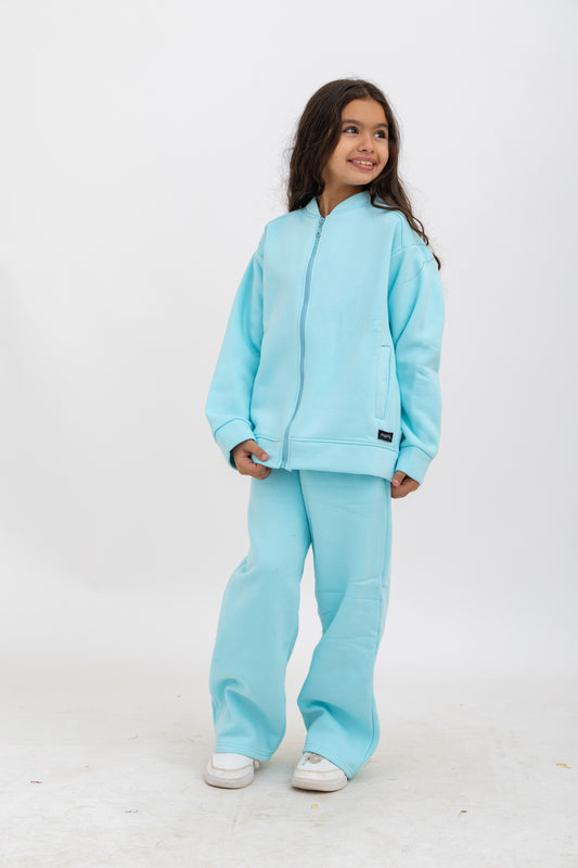 Baby Blue Zipped Sweatshirt Set