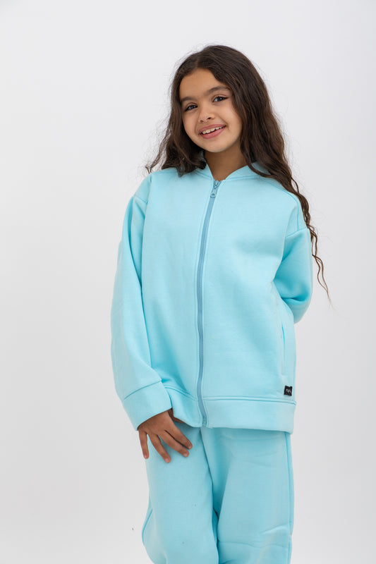 Baby Blue Zipped Sweatshirt Set