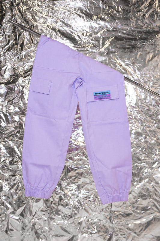 Lilac Cargo Pants with a note