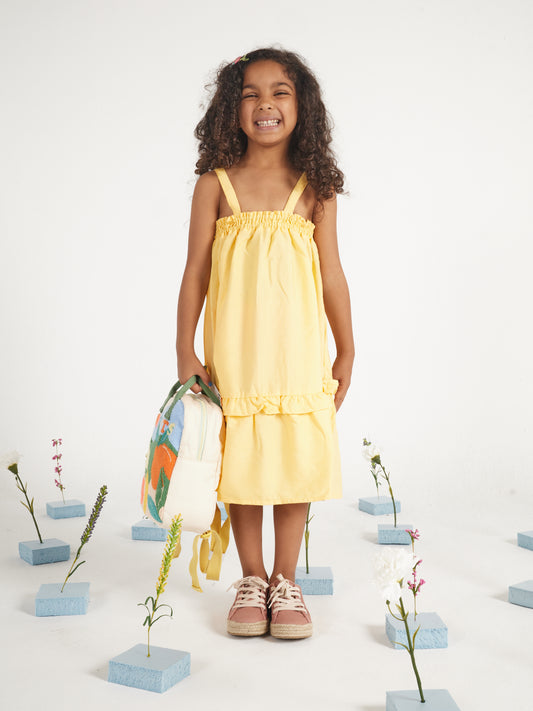 Strapped Yellow Linen Dress