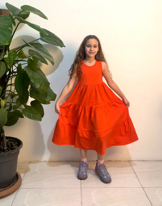 The Orange Flowy Dress